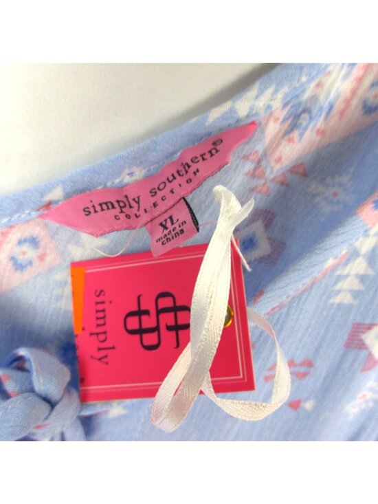 Simply Southern Blue Aztec Print Cotton Maxi Dress Adjustable Straps XL Summer - Picture 4 of 7